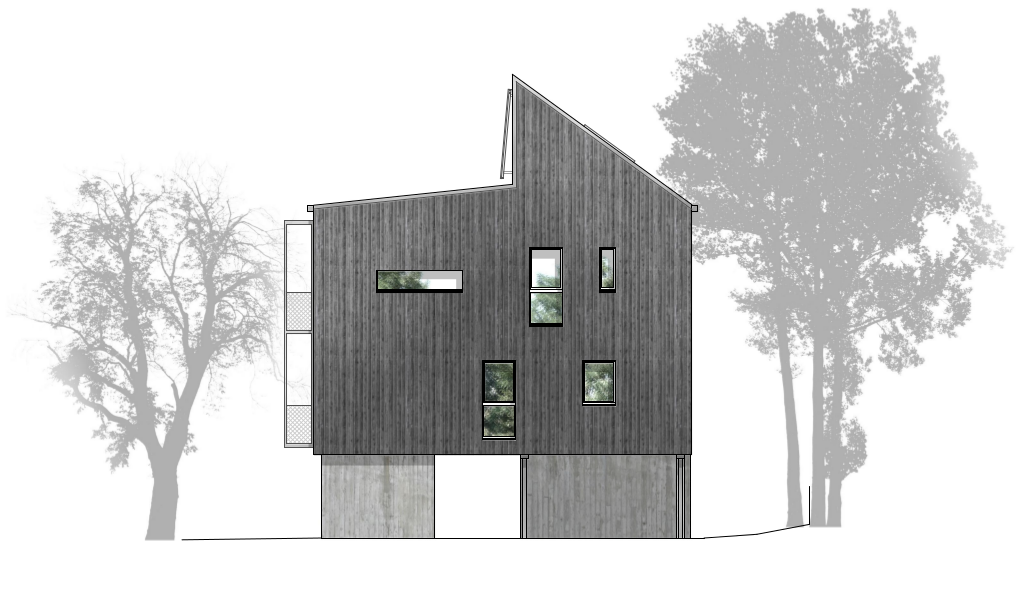 Entwurf Sonnenhaus am Nöthnitzbach, Ostansicht